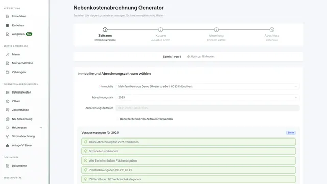 Abrechnungszeitraum auswählen